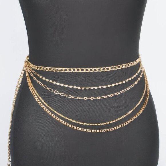 Multi Layered Metal Plus Size Chain Belt - Picture 1 of 4